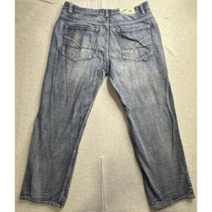 Enyce Jeans Mens 38 Straight Leg Distressed Denim Chain Pocket Urban Hip Hop 38x